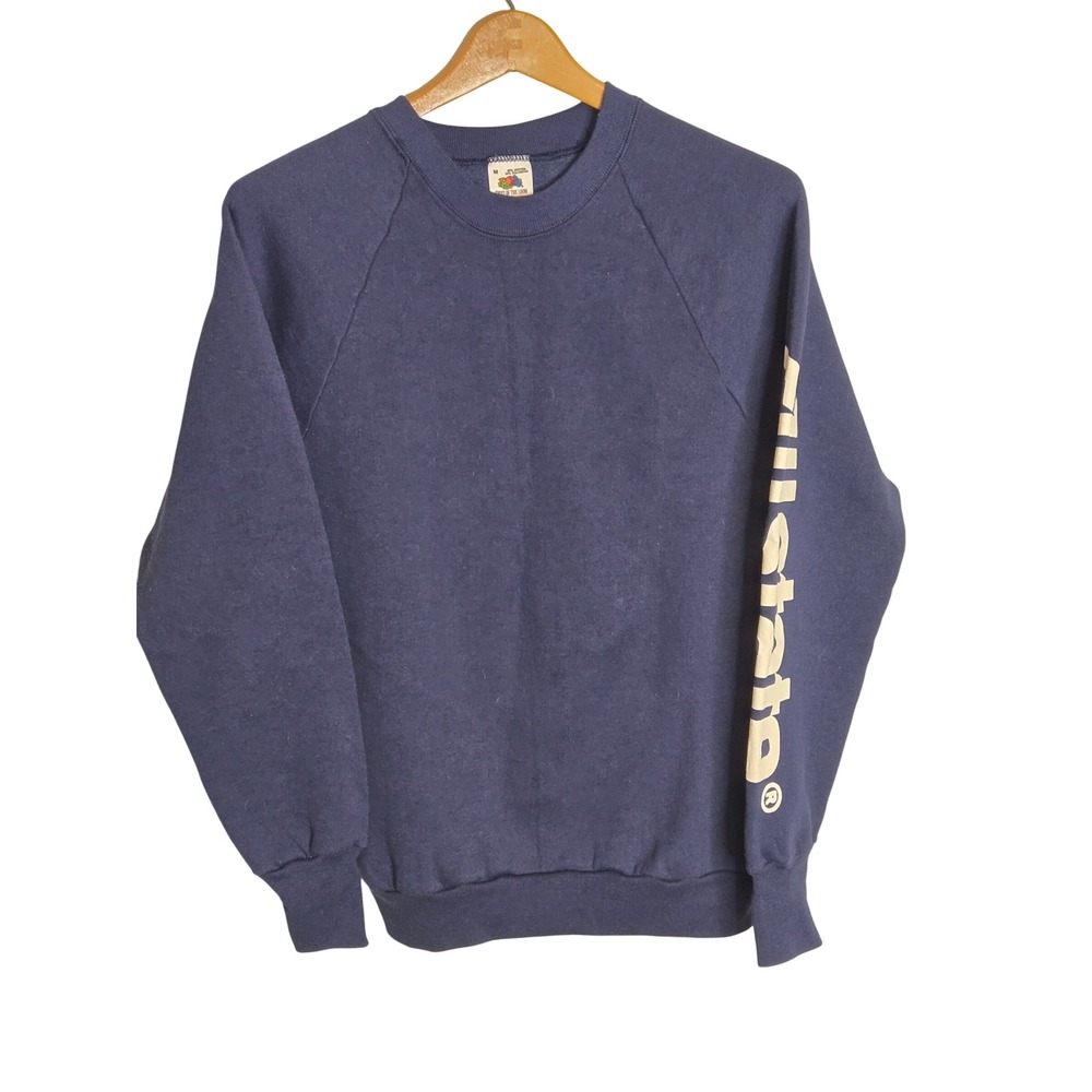 Vintage Fruit of the Loom Allstate Sweatshirt Navy Blue Made in USA Medium - Picture 2 of 5